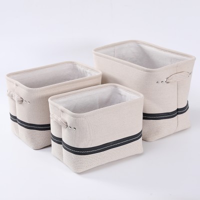 Household High Quality Big Rectangular Collapsible Organizer Carry Handle Fabric Linens Storage Basket