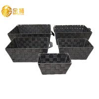 Factory Supply Small  Handles  PP Strap Non-woven Storage Basket With Lid