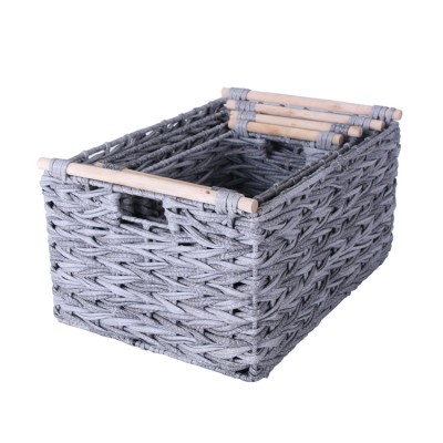 Washable Woven Storage Basket PP Rattan Basket Set