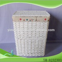 Hot sell white wicker storage corner laundry baskets