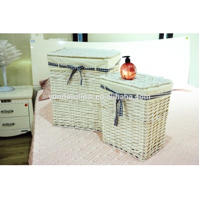 white wicker laundry basket with lid