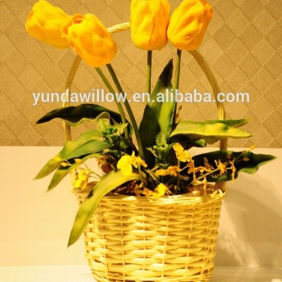 oval wicker flower basket for wedding with handle