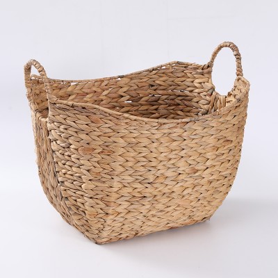 Natural Water Hyacinth Woven Storage Baskets Laundry Basket